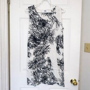 Monochrome Abstract Print Sleeveless Dress